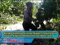 Wujudkan Kamseltibcar Lantas, Brigadir H. Aspin Ibrahim Batang Pohon dari Badan Jalan