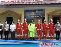 Antisipasi Covid-19, Mako Polres Asahan Disemprot Disinfektan