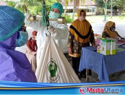 Ikuti Protokol Kesehatan, TP. PKK Kecamatan Kisbar dan Uptd Puskesmas Sidodadi Gelar Posyandu Gabungan 