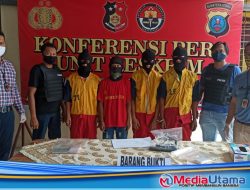 Polsek Percut Sei Tuan Gerebek Rumah Pengedar Sabu, 4 Orang Diamankan