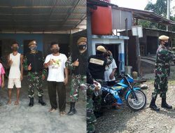 Yon Armed 2/105 Bagi-bagi Masker di Kecamatan Namorambe