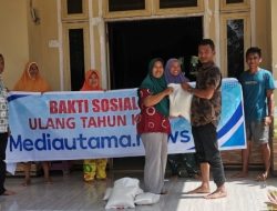 Di HUT nya ke 3, Mediautama.news Bantu Warga Korban Bencana di Sei Rampah