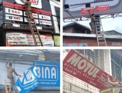 Bapenda Medan Bongkar Sejumlah Papan Reklame Liar