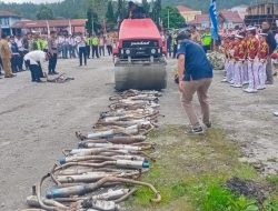 Polres Taput Musnahkan Ratusan Unit Knalpot Blong Hasil Operasi
