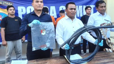 Pencuri Kabel Penerangan Jalan Tol Dibekuk Personel Polres Sergai