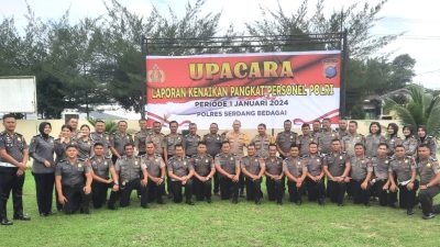 Kapolres Sergai Pimpin Korps Rapor Kenaikan Pangkat 38 Personel