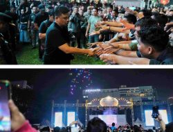 ‘Drone Light Show’ Warnai Malam Pergantian Tahun di Medan