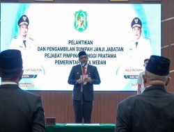 Lantik 4 Pimpinan Tinggi Pratama, Bobby Ingatkan Pejabatnya Jangan Korupsi