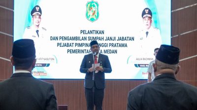 Lantik 4 Pimpinan Tinggi Pratama, Bobby Ingatkan Pejabatnya Jangan Korupsi